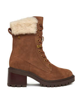 Tommy Hilfiger Puszābaki Tommy Hilfiger Th Shearling Lace Up Boot FW0FW08999 Brūns