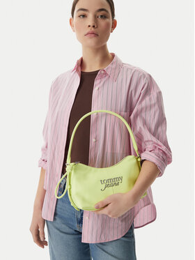 Tommy Jeans Handtasche Tommy Jeans Metal Logo Shoulder Bag AW0AW18468 Grün