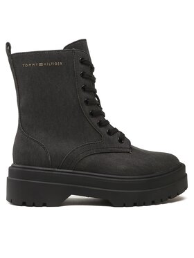 Tommy Hilfiger Schnürstiefeletten Tommy Hilfiger Feminine Essential Canvas FW0FW07357 Schwarz