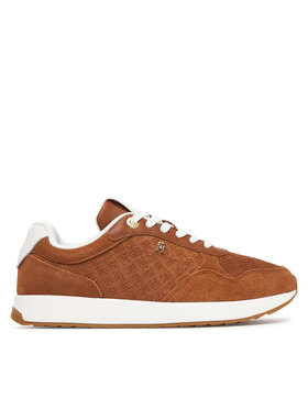 Tommy Hilfiger Snīkeri Tommy Hilfiger Th Runner Suede Monogram FW0FW09620 Brūns