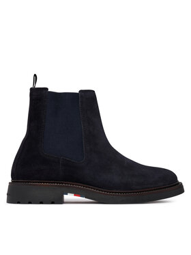Tommy Hilfiger Štibletai Tommy Hilfiger Corporate Casual Suede Chelsea FM0FM05952 Tamsiai mėlyna