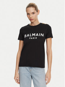 Balmain Balmain Marškinėliai BF1EF005BB02 Juoda Regular Fit