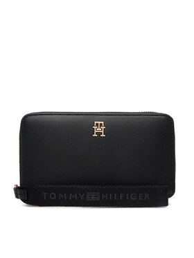 Tommy Hilfiger Denarnica Tommy Hilfiger Th Logotape Compact Zip Around AW0AW18699 Črna