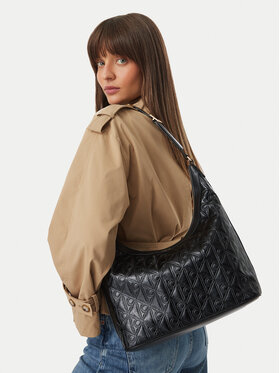 Calvin Klein Handtasche Calvin Klein Emblem Aop Debossed Medium Shbag LV04F3875G Schwarz