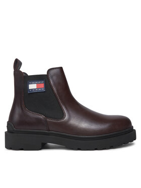 Tommy Jeans Členková obuv s elastickým prvkom Tommy Jeans Tjm Leather Chelsea Boot EM0EM01448 Hnedá