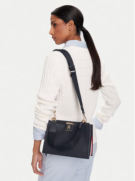 Tommy Hilfiger Borsetta Tommy Hilfiger Th Her Med Satchel Corp AW0AW17830 Blu scuro
