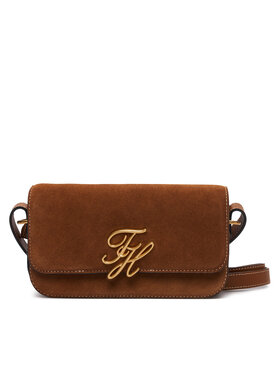 Tommy Hilfiger Kabelka Tommy Hilfiger Script Leather Crossover Suede AW0AW19326 Hnědá