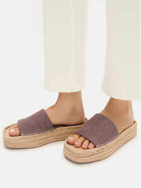 Calvin Klein Espadryle Calvin Klein Flatf Espa Mule Nub Mg HW0HW02890 Brązowy