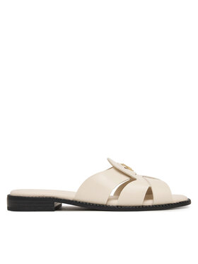 Tommy Hilfiger Papucs Tommy Hilfiger Leather Crest Square Toe Sandals FW0FW09126 Krém