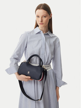 Tommy Hilfiger Handtasche Tommy Hilfiger Th Logotape Mini Satchel AW0AW18743 Dunkelblau