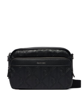Calvin Klein Torbica za okrog pasu Calvin Klein Emblem Aop Deboss Camera Bag LV04D3563G Črna