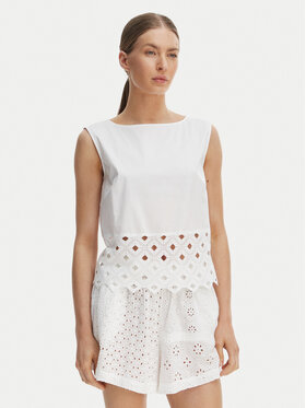 Max Mara Beachwear Max Mara Beachwear Top Maggio 2616161039 Blanco Regular Fit