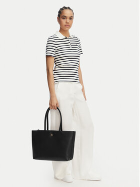 Tommy Hilfiger Handtasche Tommy Hilfiger Th Logotape Tote AW0AW18742 Schwarz