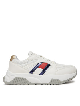 Tommy Hilfiger Sneakersy Tommy Hilfiger Flag Low Cut Lace-Up Sneaker T3A9-33550-1697 S Biela