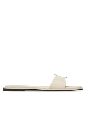 Calvin Klein Natikači Calvin Klein Flat Slide W/Ck Hw Big - Lth HW0HW02482 Écru