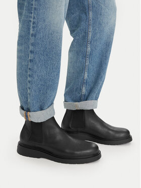 Calvin Klein Klassische Stiefeletten Calvin Klein Combat Ess Chelsea Boot Lth YM0YM01374 Schwarz