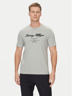 Tommy Hilfiger Tommy Hilfiger Majica Script Logo MW0MW33691 Siva Regular Fit