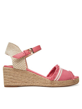 Tommy Hilfiger Espadrilles Tommy Hilfiger Fringe Canvas Medium Wedge FW0FW08879 Rozā