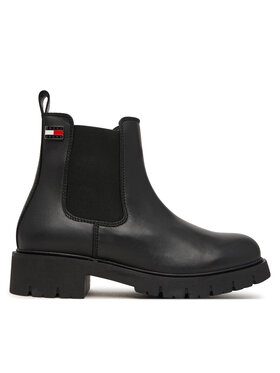 Tommy Jeans Členková obuv s elastickým prvkom Tommy Jeans Tjw Cleated Chelsea Boots EN0EN03105 Čierna