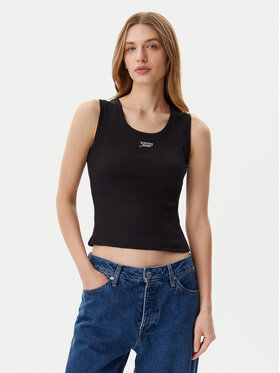 Tommy Jeans Tommy Jeans Top DW0DW21369 Crna Slim Fit