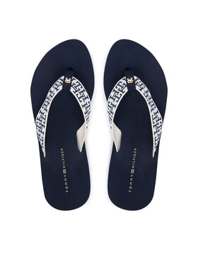 Tommy Hilfiger Zehentrenner Tommy Hilfiger Mono Wedge Summer Sandal FW0FW09696 Dunkelblau