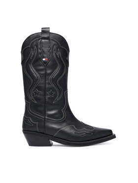 Tommy Jeans Cowboystiefel Tommy Jeans Archive Cowboy Boot Leather EN0EN03046 Schwarz