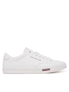 Tommy Hilfiger Sneakersy Tommy Hilfiger Signature Midsole Lace-Up Trainers With Leather FM0FM05814 Biały