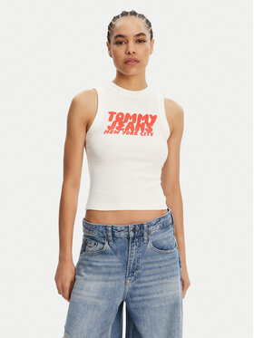 Tommy Jeans Tommy Jeans Τοπ DW0DW21339 Εκρού Slim Fit