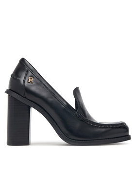 Tommy Hilfiger Polobotky Tommy Hilfiger Square Toe Heeled Loafer FW0FW09493 Černá