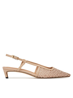 Tommy Hilfiger Γοβάκια Tommy Hilfiger Mono Squared Toe Kitten Slingb FW0FW08746 Μπεζ