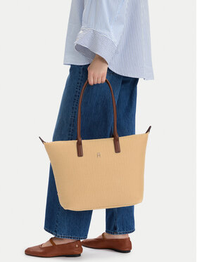 Tommy Hilfiger Bolso Tommy Hilfiger Popette Tote Raffia AW0AW18528 Beis