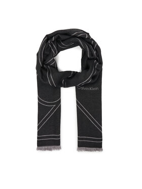 Calvin Klein Schal Calvin Klein Emblem Repeat Lw Shawl W Fringes LV04F8074G Schwarz