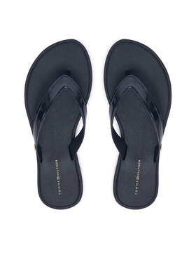 Tommy Hilfiger Zehentrenner Tommy Hilfiger Th Scandi Shiny Summer Sandal FW0FW09446 Dunkelblau