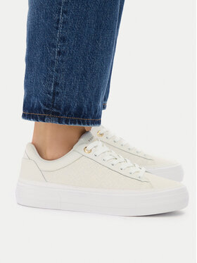 Tommy Hilfiger Laisvalaikio batai Tommy Hilfiger Th Platform Sneaker Quilted FW0FW09265 Écru