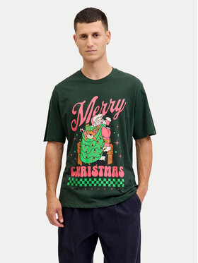 Jack & Jones Jack & Jones Футболка Holiday Cartoon 12287550 Зелений Relaxed Fit