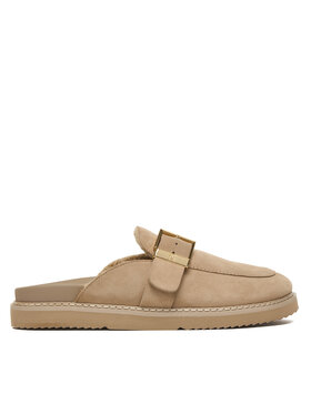 Tommy Hilfiger Natikači Tommy Hilfiger Th Buckle Fur Suede Mule FW0FW09083 Bež