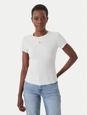 Tommy Jeans Tommy Jeans Camiseta Smock Seersucker DW0DW22219 Blanco Slim Fit