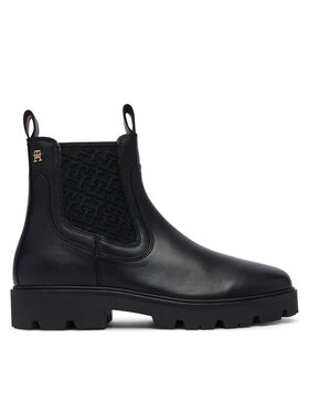 Tommy Hilfiger Μποτάκια με λάστιχο Tommy Hilfiger Th Monogram Leather Chelsea Boot FW0FW09562 Μαύρο