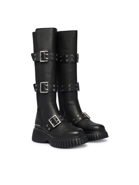 KARL LAGERFELD Kozačky KARL LAGERFELD Kreeper Wedge KL44490 Černá