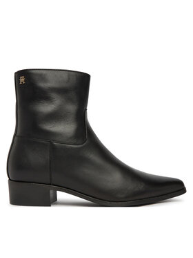 Tommy Hilfiger Botine Tommy Hilfiger Leather Ankle Boot W Zip FW0FW09921 Negru