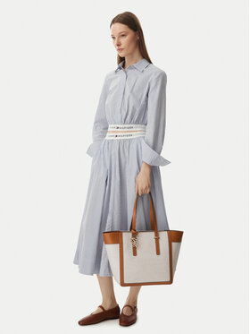 Tommy Hilfiger Kabelka Tommy Hilfiger Th Script Tote Canvas AW0AW18829 Krémová
