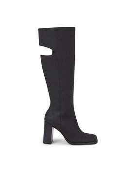 Calvin Klein Jeans Kozačky Calvin Klein Jeans Long Heel Zip Boot Cut Out Edgy YW0YW01253 Černá