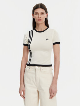 adidas adidas Póló Knitted 3-Stripes JJ0961 Bézs Slim Fit