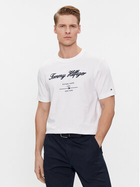 Tommy Hilfiger Tommy Hilfiger T-shirt Script Logo Tee MW0MW33691 Bianco Regular Fit