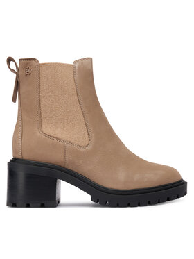 Tommy Hilfiger Členková obuv Tommy Hilfiger Th Nubuck Chelsea Cleated Heel FW0FW09158 Béžová