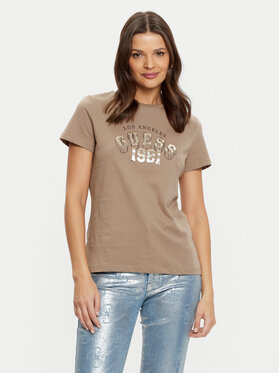 Guess Guess Marškinėliai V5RI06 I3Z14 Ruda Regular Fit