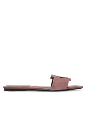 Calvin Klein Παντόφλες Calvin Klein Square Flat Sndl Embl Suede HW0HW03055 Ροζ