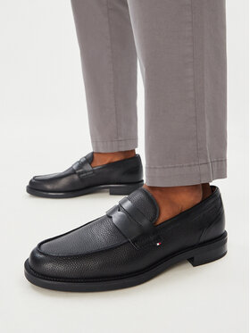Tommy Hilfiger Loaferice Tommy Hilfiger Lth Mix Dress Hilfiger Loafer FM0FM06087 Crna