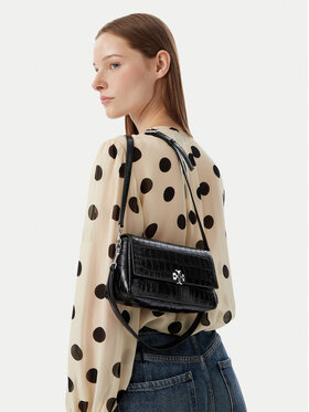 Tory Burch Borsetta Tory Burch Charlie Embossed Croc Small Shoulder Bag 183522 Nero