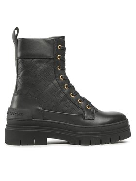 Tommy Hilfiger Outdoorová obuv Tommy Hilfiger Lace Up Zip Boot Monogram FW0FW06849 Čierna